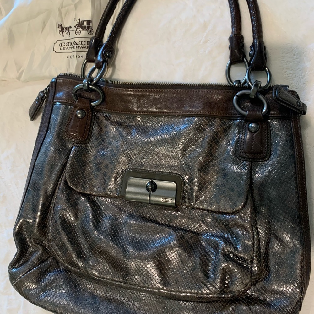 Brown snakeskin Coach pocketbook